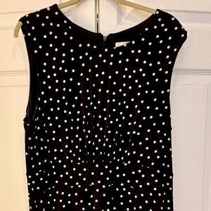 London Times Black Dress with White Polka Dots - Scrunch Chest